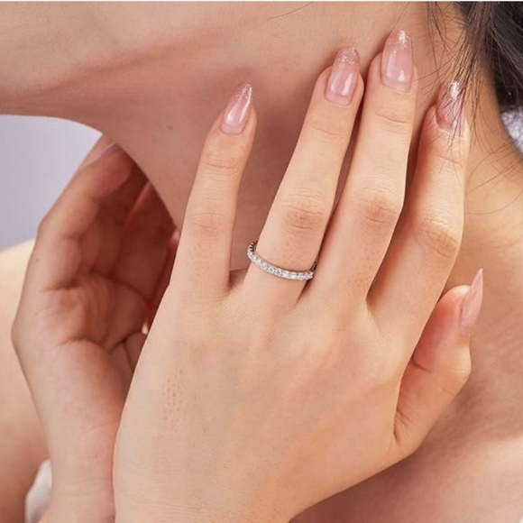 1 CT GENUINE Moissanite Wedding Band, Wedding Rings D Color - Picture 5 of 12